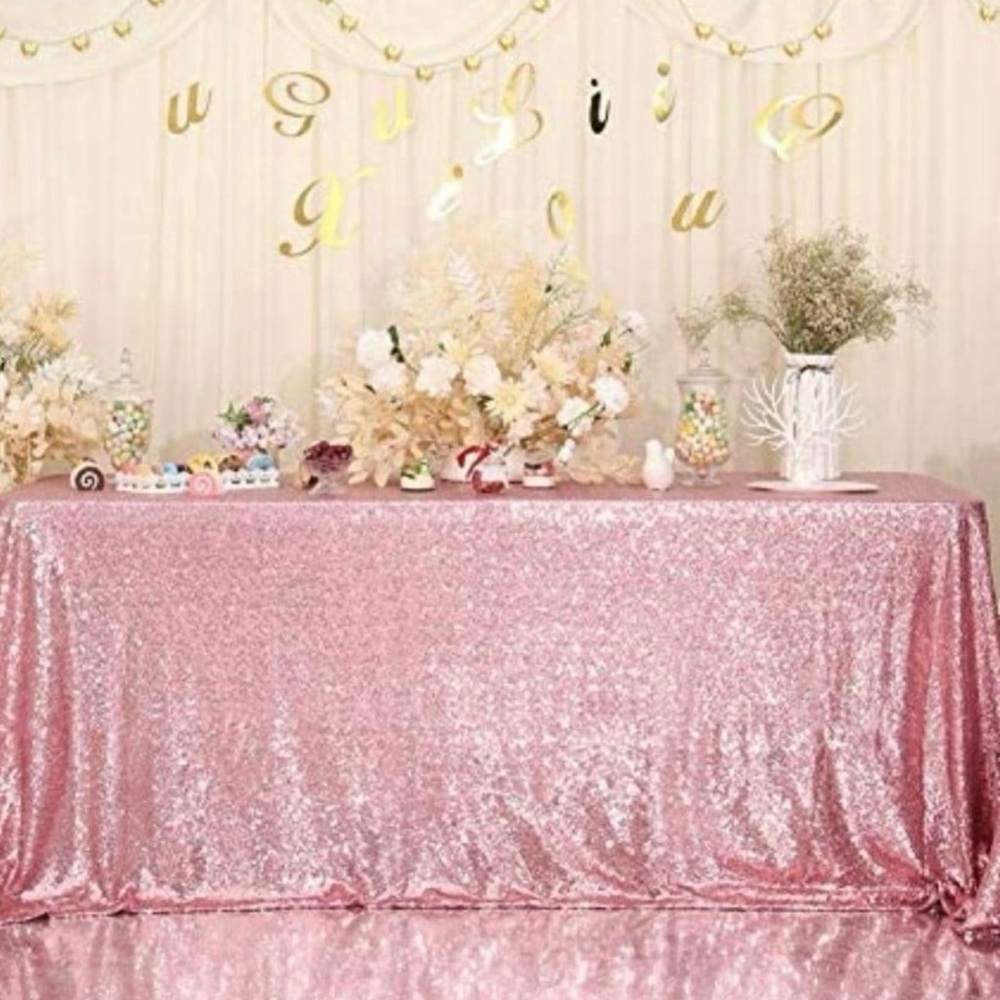 Pink Sequin Table Cover